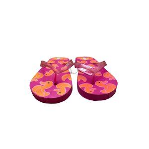 Noteworthy Girls Pink Foam Rubber Duck Theme Spa Retreat Flip Flops Size M 7/8